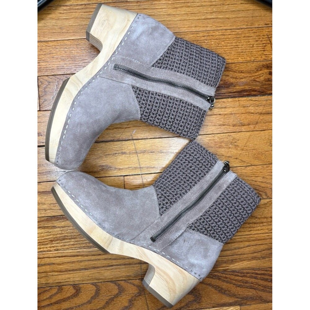 The Sak Paloma Clog Boots Mushroom Suede Crochet Knit Wooden Heel Women's 9 - Picture 6 of 10